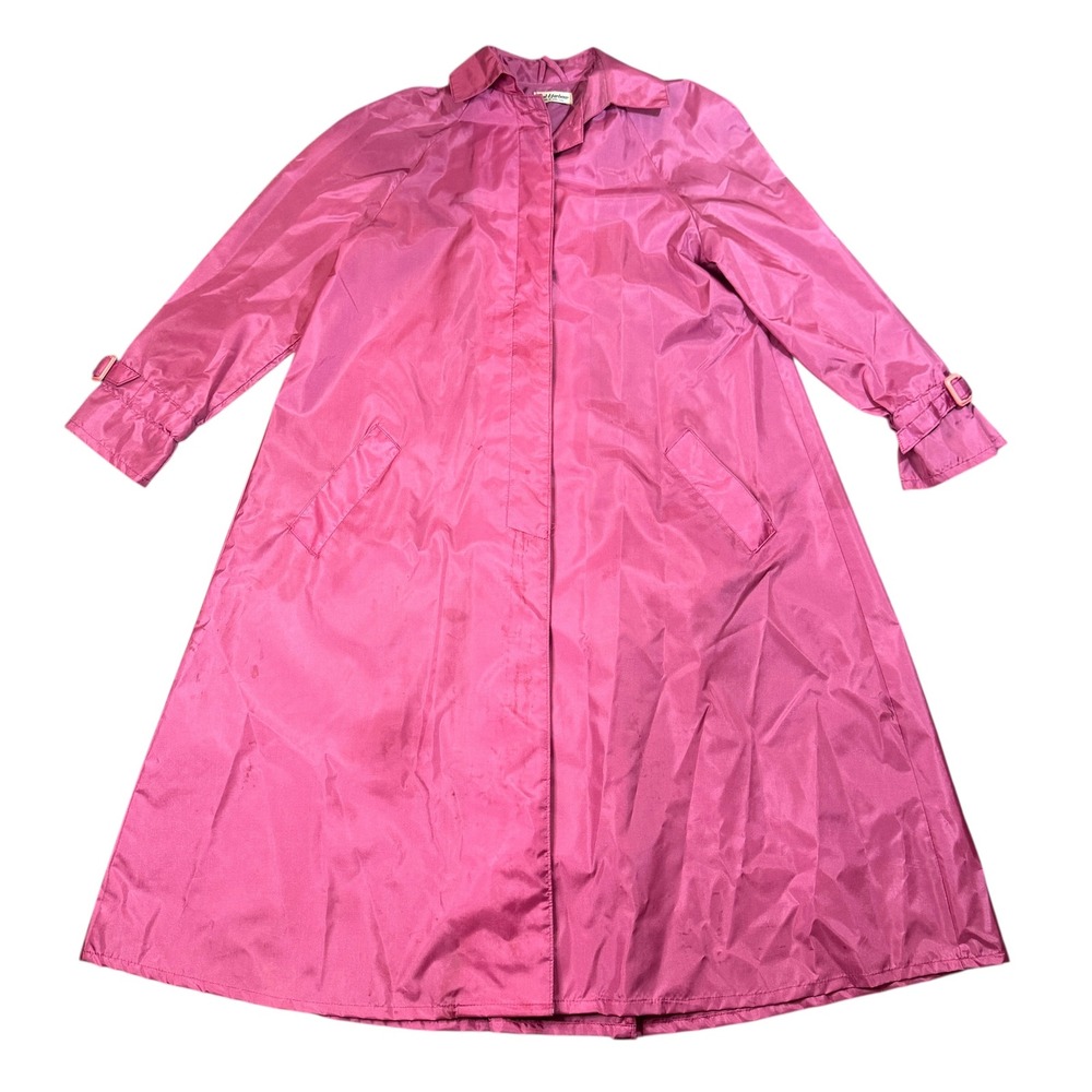 VTG Bal Harbour Womens Pink Lightweight Trench‎ Coat Size 8